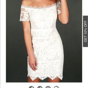 Beautiful white off the shoulder mini dress!